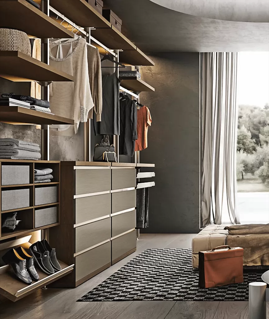 Системы полок для гардероба Stilos, Системы для гардеробных, гардеробная дизайн хранение обуви