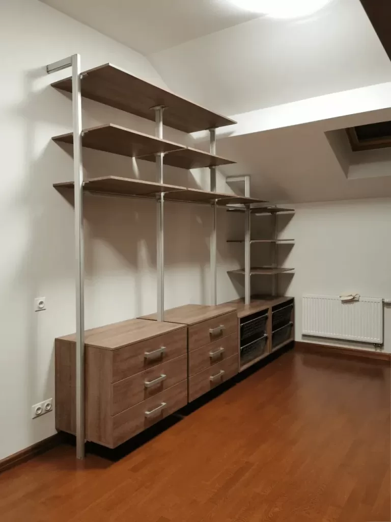 гардеробная выполненные работы, гардеробная на мансарде