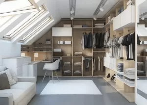 гардеробная на мансарде