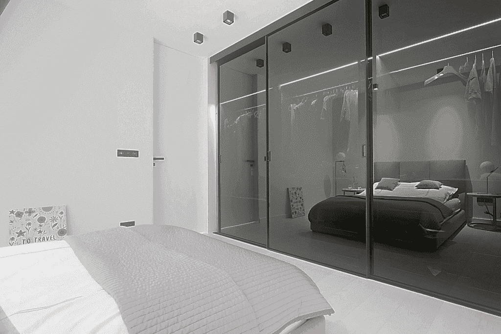 Стеклянная перегородка в стиле лофт с пунктуацией и пробелами.