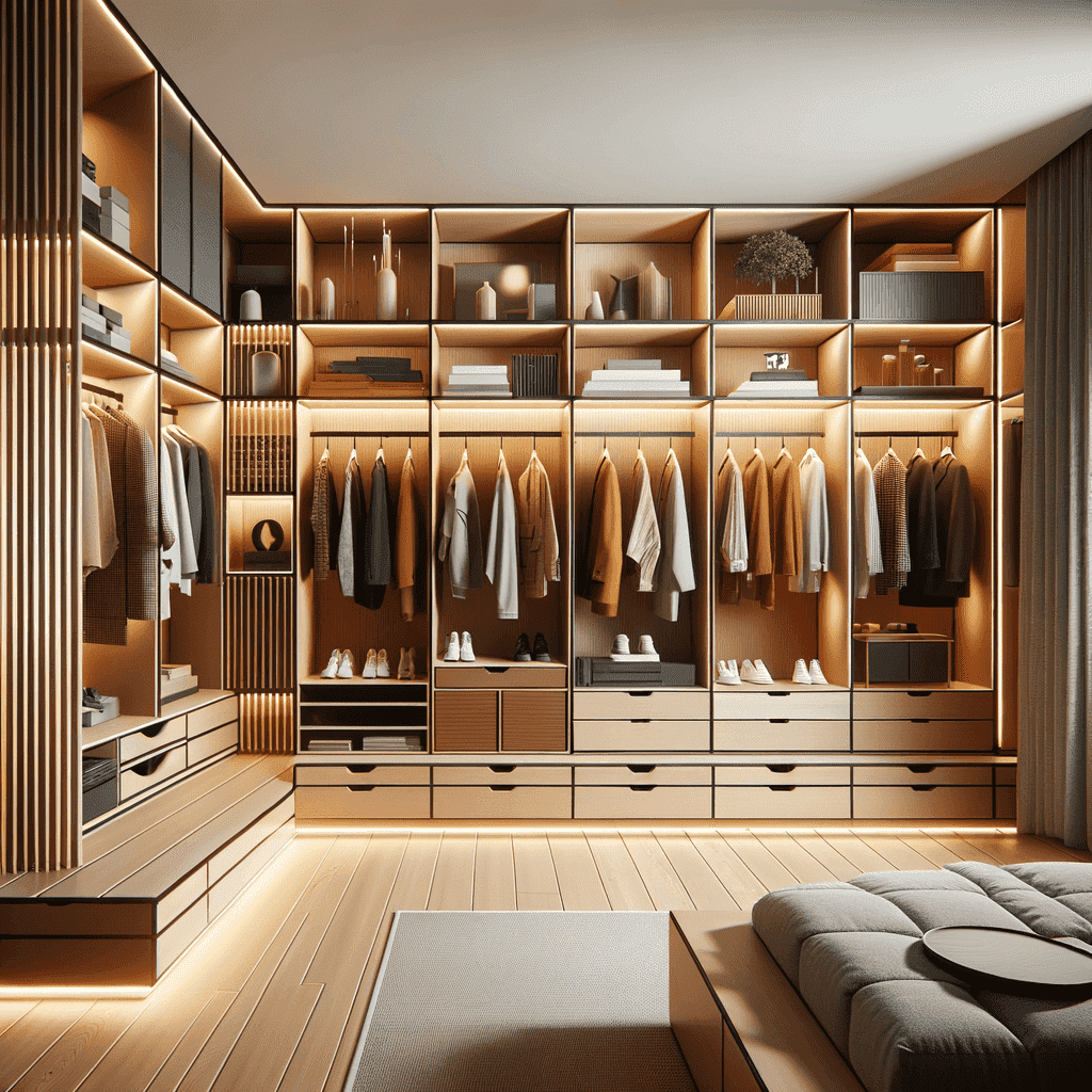 Стильная гардеробная: воплощение смелых дизайнерских идей в современном стиле