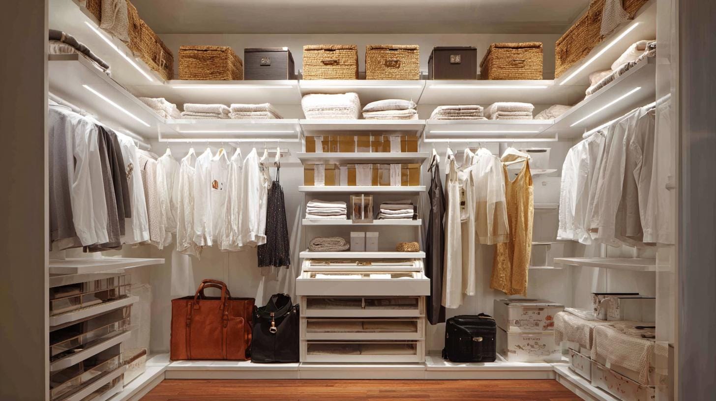 Небольшая табличка преимуществ правильно организованной гардеробной системы: