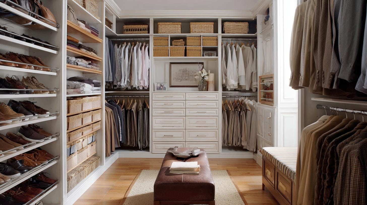 Небольшая табличка преимуществ правильно организованной гардеробной системы: