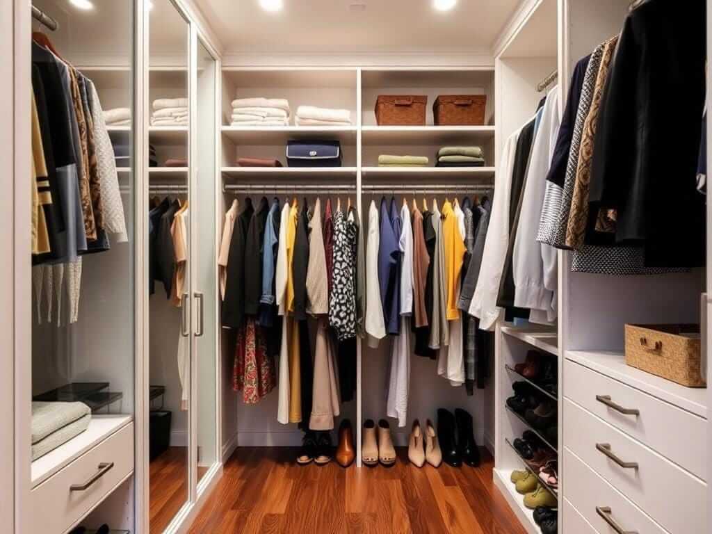 Гардеробная, в ней Выбираете премиум. А храните так, будто это временное решение. Лайфхак, который меняет отношение к хранению вещей