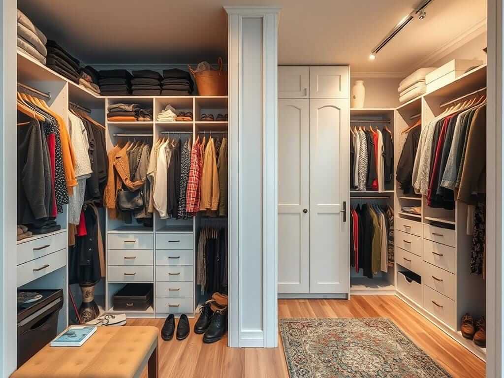 Гардеробная, в ней Даже один беспорядочный угол может испортить ощущение всего пространства. Сравнительная таблица: хаос и порядок в гардеробной и их влияние на качество жизни