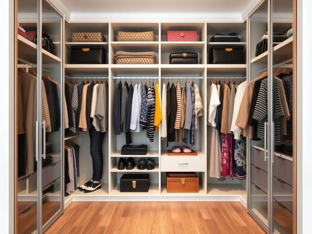 Гардеробная, в ней Без системы одежда теряет форму, вид и шанс быть частью образа. Двери в гардеробную: как выбрать между удобством и стилем