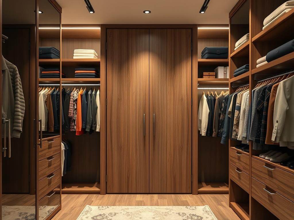 Гардеробная, в ней Если с утра вы тратите силы на поиск — это не день, а сопротивление. Как двери в гардеробную влияют на восприятие пространства