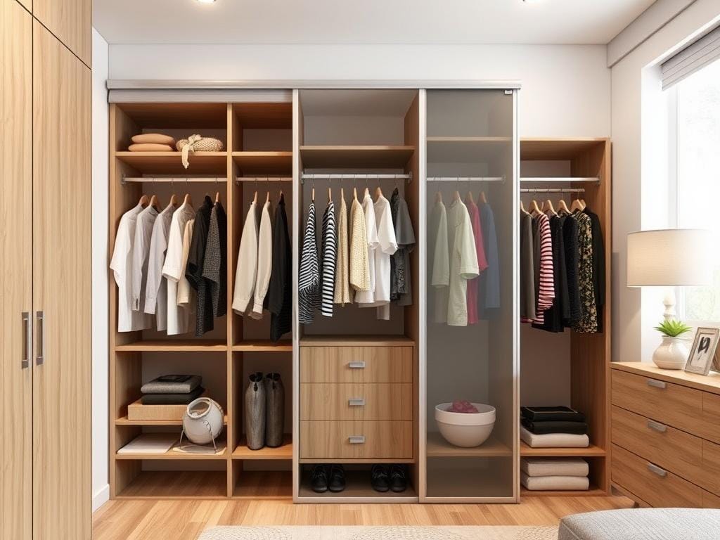 Гардеробная, Глубина шкафа под вешалки: минимум 600 мм, оптимально 650–700 мм для купе.. Гардеробная купе: особенности планировки и правильной глубины