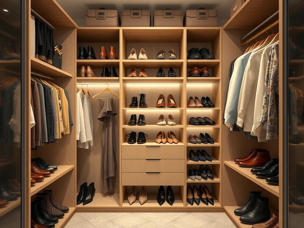 Гардеробная, Обувь — важная часть гардероба. Системы хранения: сетки, молдинги, крючки.. Польза правильной организации гардеробной для обуви и её влияние на повседневную жизнь