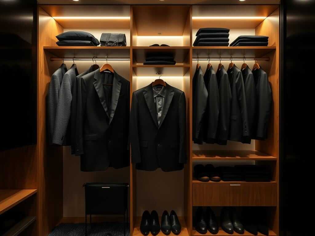 хранение в гардеробной предметов одежды: Черный костюм. Заключение