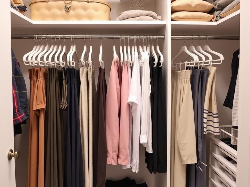 Гардеробная, Хранение брюк: на вешалках с зажимами или выдвижных полках со штангами.. Что выбрать: вешалки с зажимами или выдвижные полки со штангами?