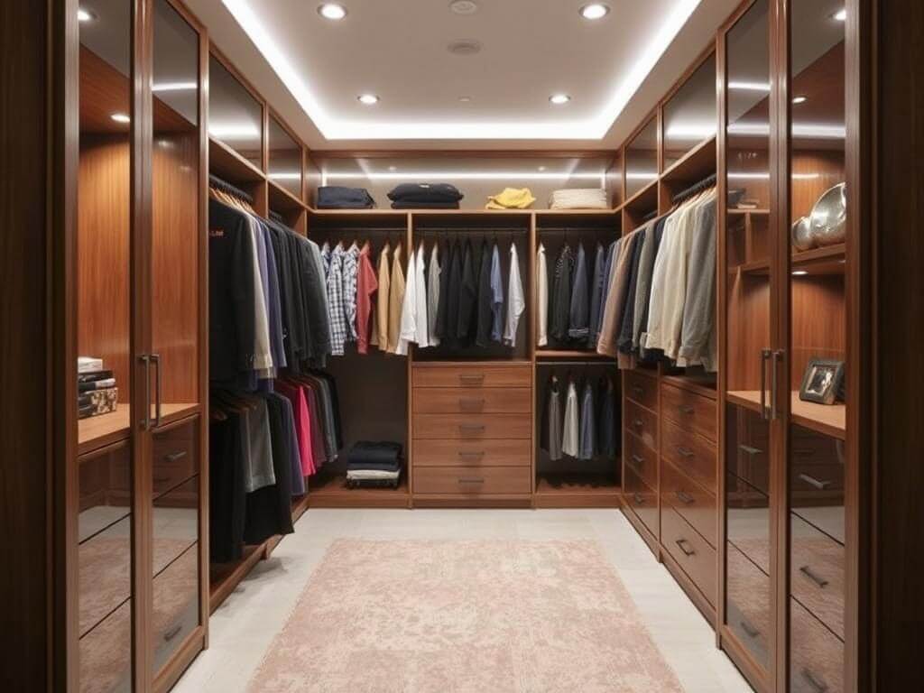 Гардеробная, в ней Продуманная гардеробная — это инвестиция, а не просто мебель. Двери в гардеробную: эстетика и функционал в одном флаконе