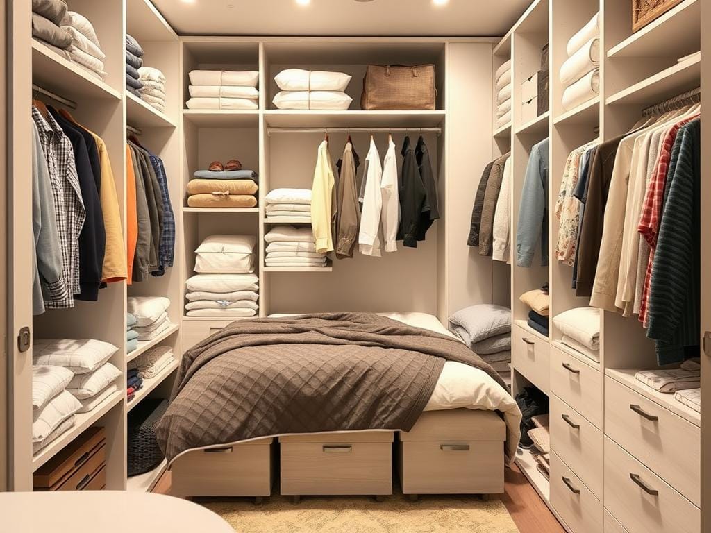 Гардеробная, Постельное бельё складывайте в кофры, ящики под кроватью, сундуки. Отдельно от одежды.. Заключение