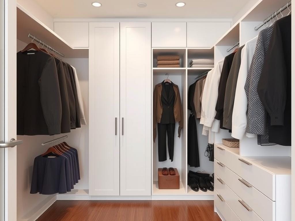 Гардеробная, Клиент пришёл с готовым списком вещей. Всё поместилось на 3 кв.м. Разумный подход.. Как сделать гардеробную, чтобы она радовала каждый день?