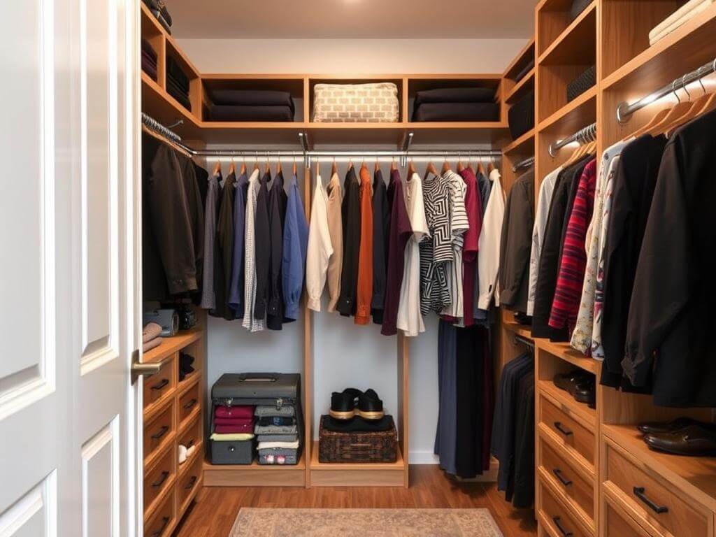 Гардеробная, в ней Организованное пространство снижает количество решений в день. Сводка преимуществ гардеробной на заказ Гардеробная