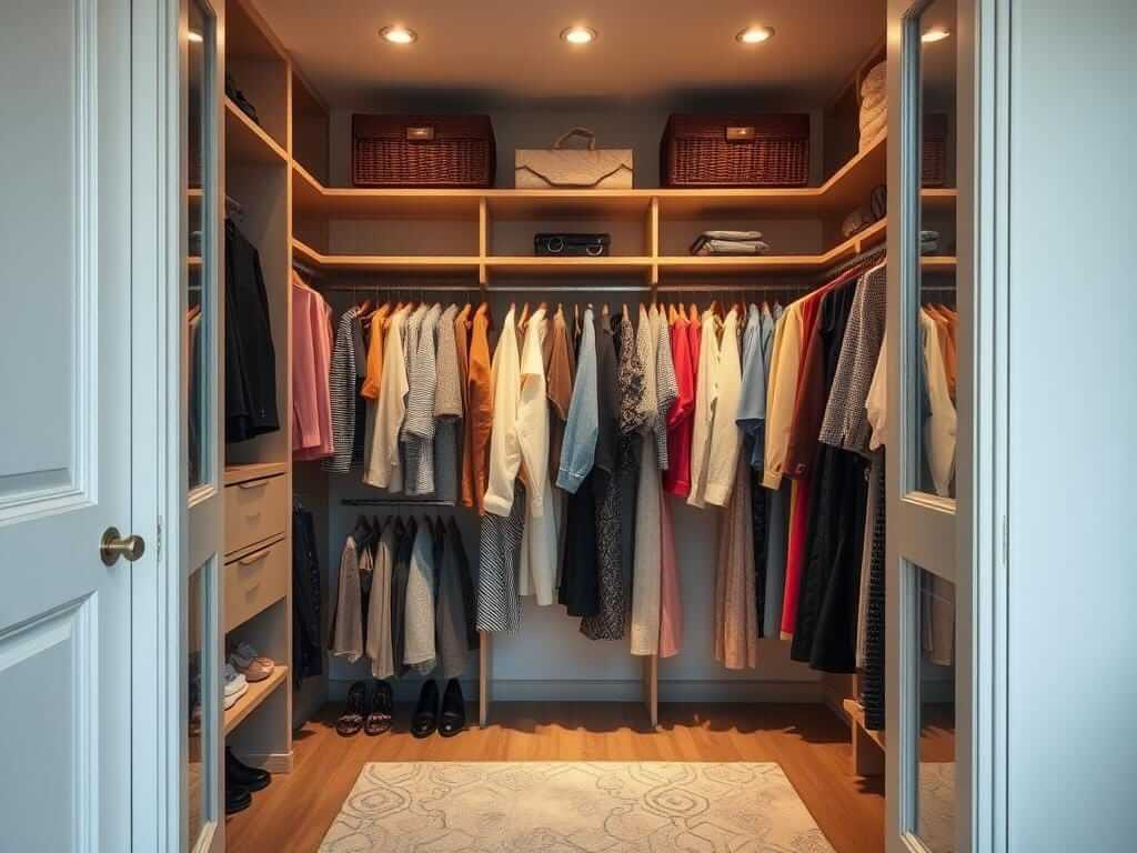 Гардеробная, в ней Если ваши вещи выглядят уставшими — это не их вина. Гардеробная система как отражение вашего внутреннего порядка