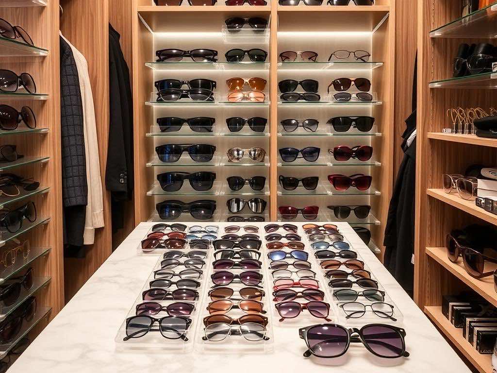 Гардеробная: стильное хранение коллекции солнечных очков. Типы систем хранения для очков (таблица)