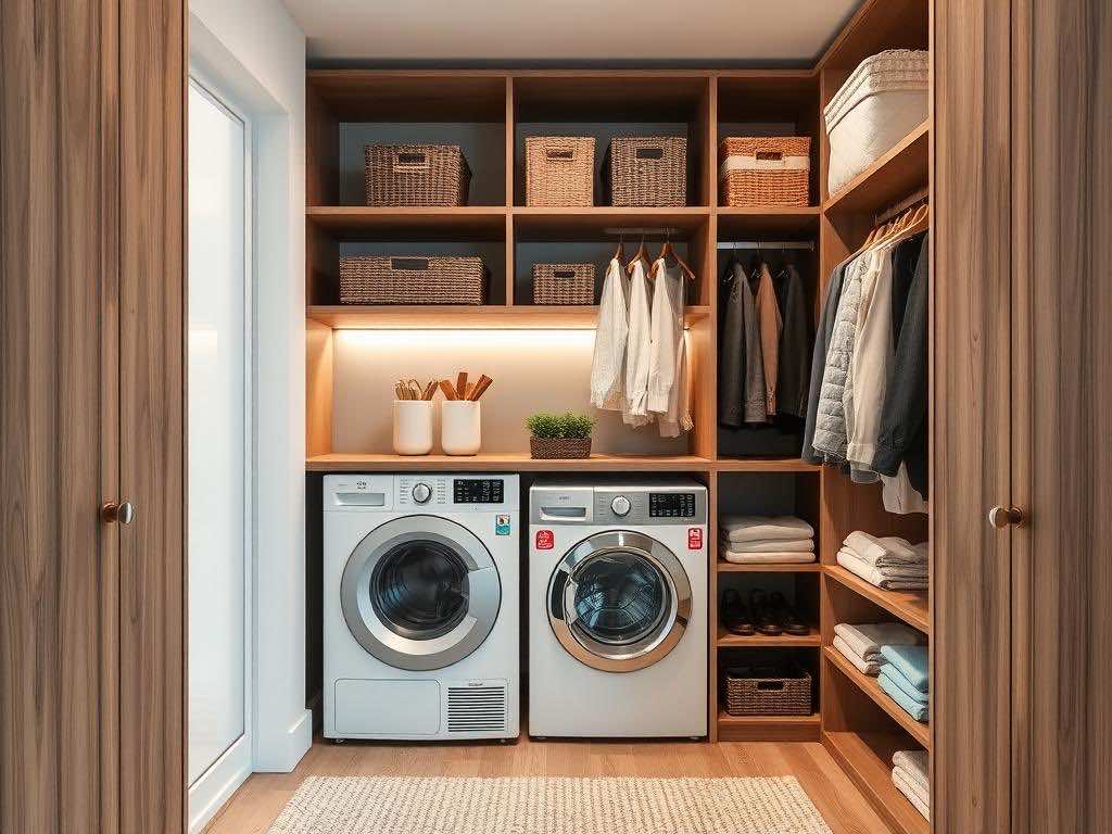 Гардеробная: стильные решения для скрытой стирки и сушки техники. Когда пространство становится частью спокойствия