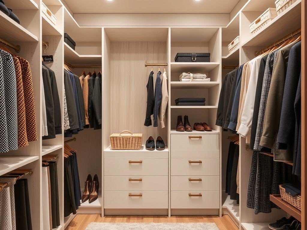 Гардеробная: как выбрать внутреннее наполнение – полки, ящики или выдвижные корзины?. Ящики: приватность и лаконичность хранения