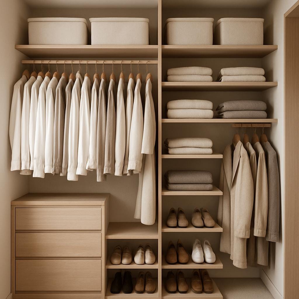 Гардеробная, в ней Вы не опаздываете. Просто нужная вещь там, где вы её ждёте. Порядок — как стиль жизни, а не усилие каждое утро