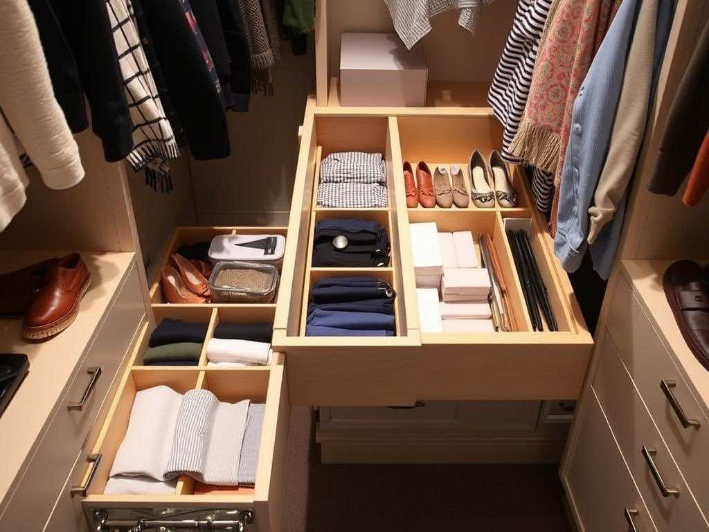 Гардеробная: порядок в выдвижных ящиках с помощью перегородок и органайзеров. Почему из всех мест в доме именно выдвижные ящики требуют особого внимания Гардеробная: порядок в выдвижных ящиках с помощью перегородок и органайзеров. Почему из всех мест в доме именно выдвижные ящики требуют особого внимания
