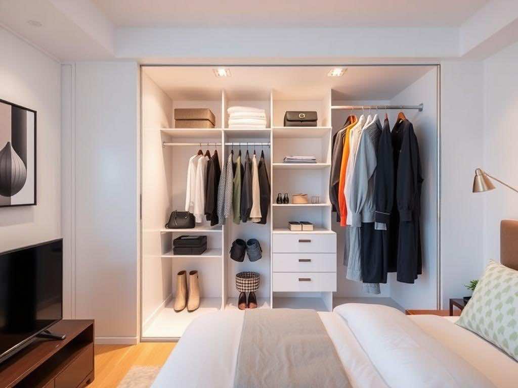 Гардеробная: рациональное хранение вещей в компактном пространстве квартиры. Гардеробная в спальне: уединённое решение в приватной зоне Гардеробная: рациональное хранение вещей в компактном пространстве квартиры. Гардеробная в спальне: уединённое решение в приватной зоне