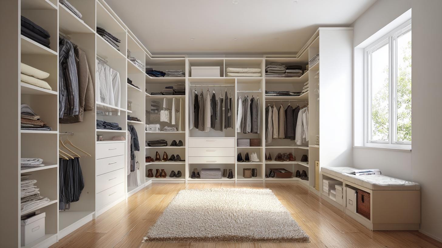L-образные гардеробные: оптимизация пространства.Как L-образная конфигурация помогает максимально использовать угловое пространство. Примеры планировок и дизайнов.. Нужно ли вам менять привычный сценарий хранения?