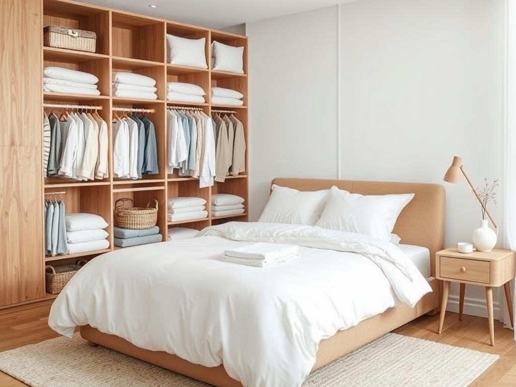 Оптимальное хранение постельного белья: гардеробные и шкафные решения. Вдохновение: минимализм и уют без лишних усилий