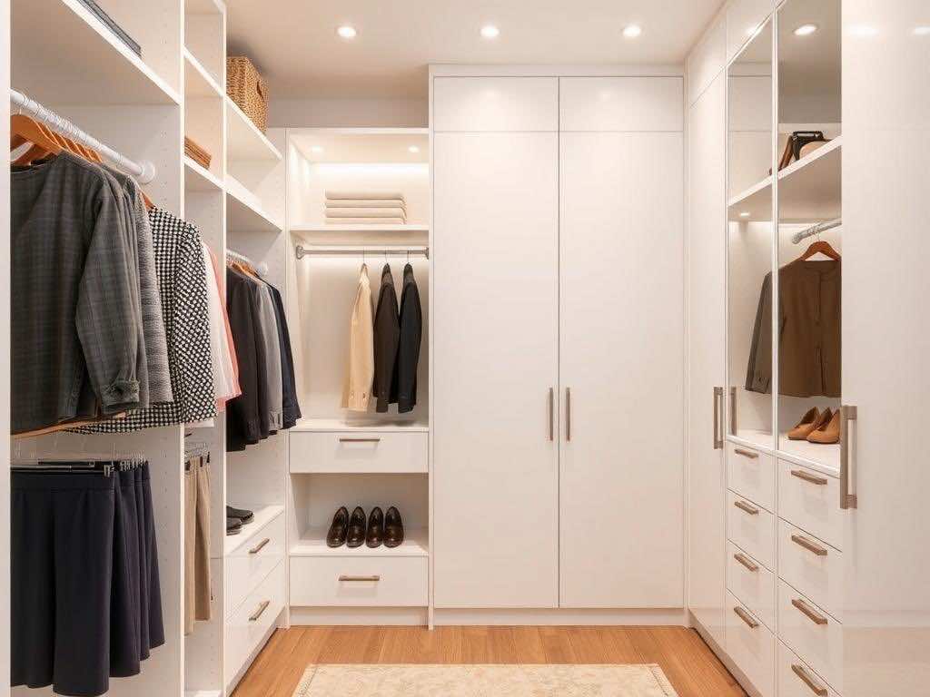 Гардеробная: открытые стеллажи или закрытые слим-тумбы?. Закрытые слим-тумбы: спокойствие и аккуратность