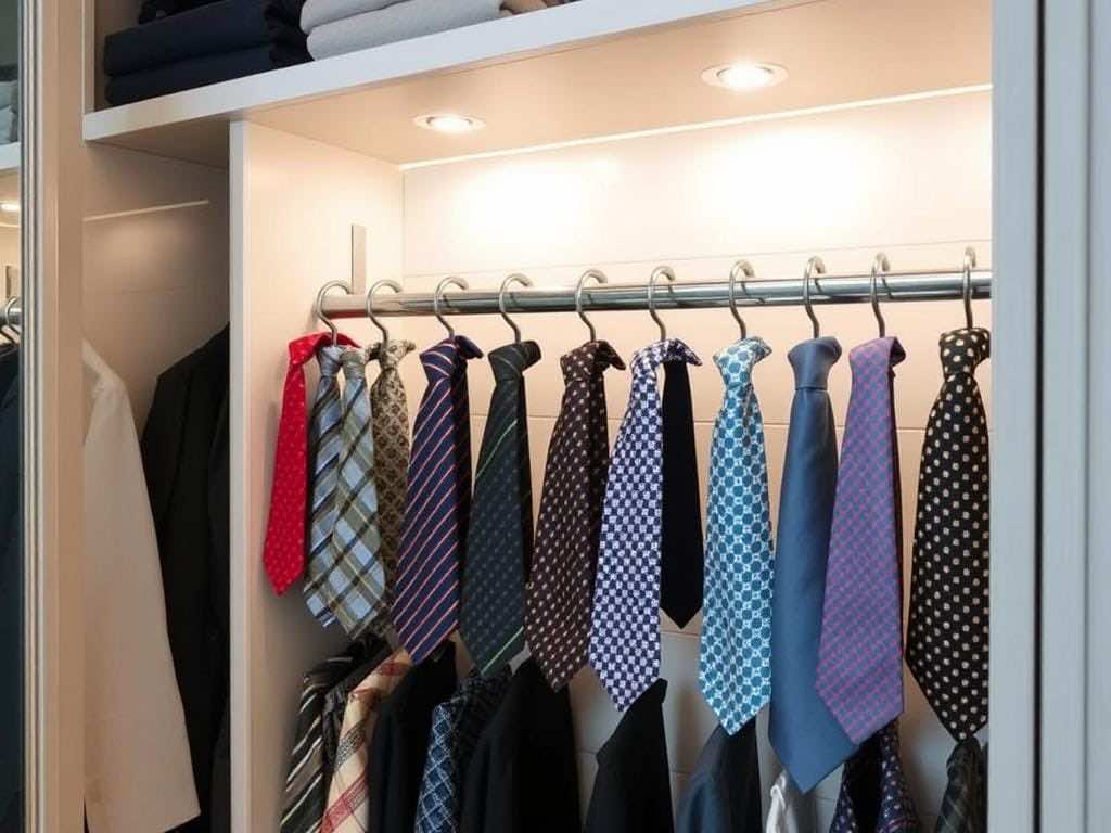 Галстуки на виду: элегантное хранение для делового гардероба. Гардеробная как отражение: почему метод организации важнее вложений Галстуки на виду: элегантное хранение для делового гардероба. Гардеробная как отражение: почему метод организации важнее вложений