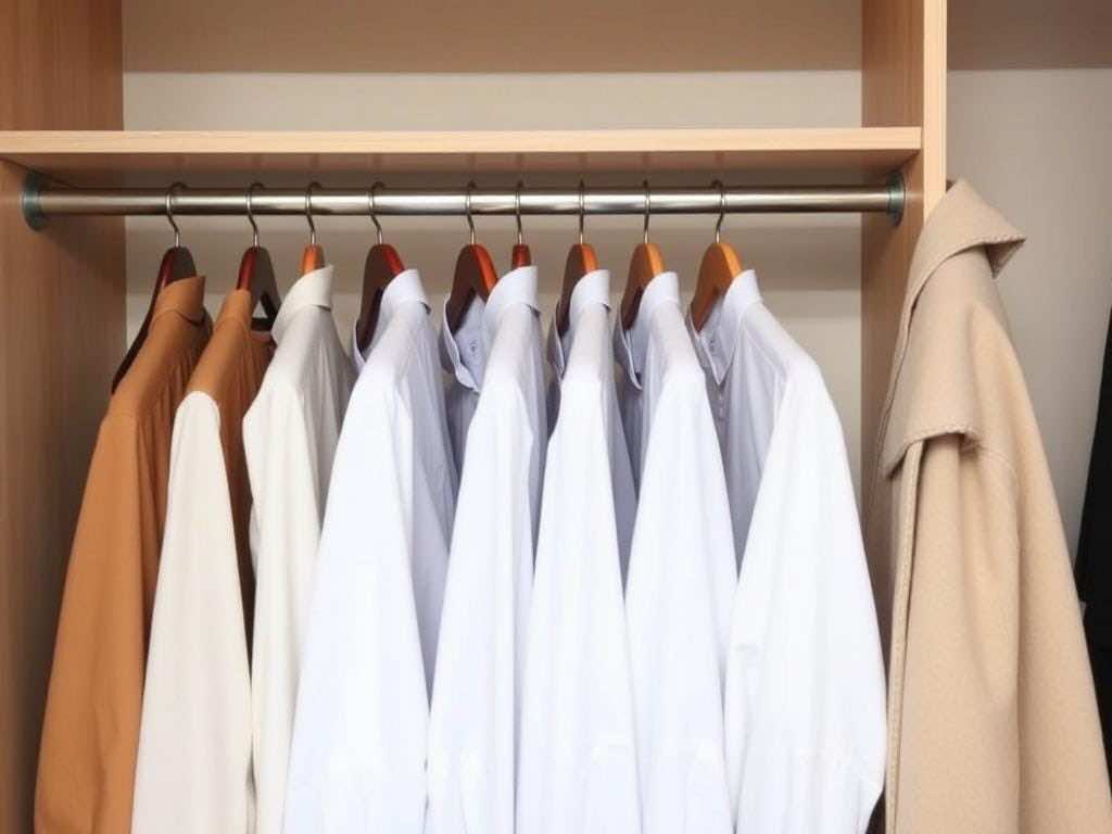 Оптимальная высота штанг: рубашки, брюки, платья и пальто в гардеробной.. Планировка гардеробной: порядок, который не заметен