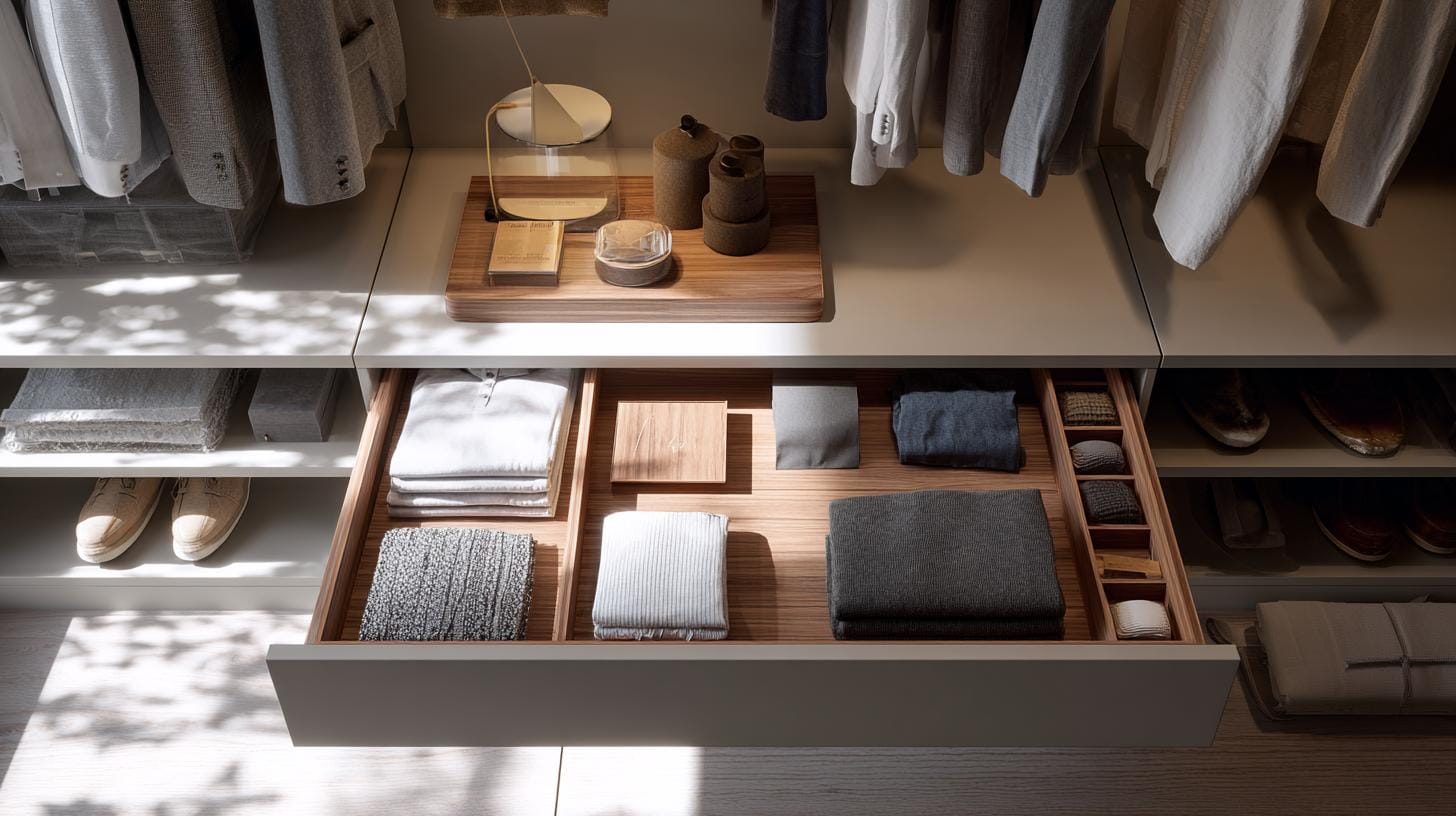 Скрытое хранение и минимализм: стиль и порядок без усилий - гардеробная на заказ поможет решить проблему.. В таблице — идеи для умного минимализма без потери уюта