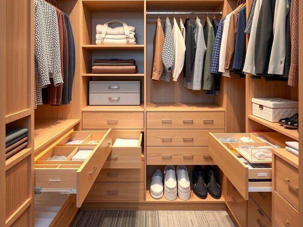 Гардеробная: порядок в выдвижных ящиках с помощью перегородок и органайзеров. Угловая гардеробная: максимум эффективности в минимуме пространства Гардеробная: порядок в выдвижных ящиках с помощью перегородок и органайзеров. Угловая гардеробная: максимум эффективности в минимуме пространства