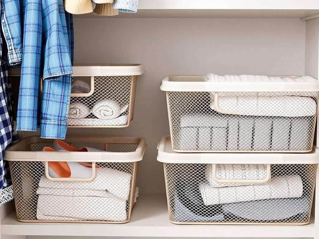 Гардеробная: 5 плюсов сетчатых корзин для идеального порядка в доме. 1. Постоянная циркуляция воздуха
