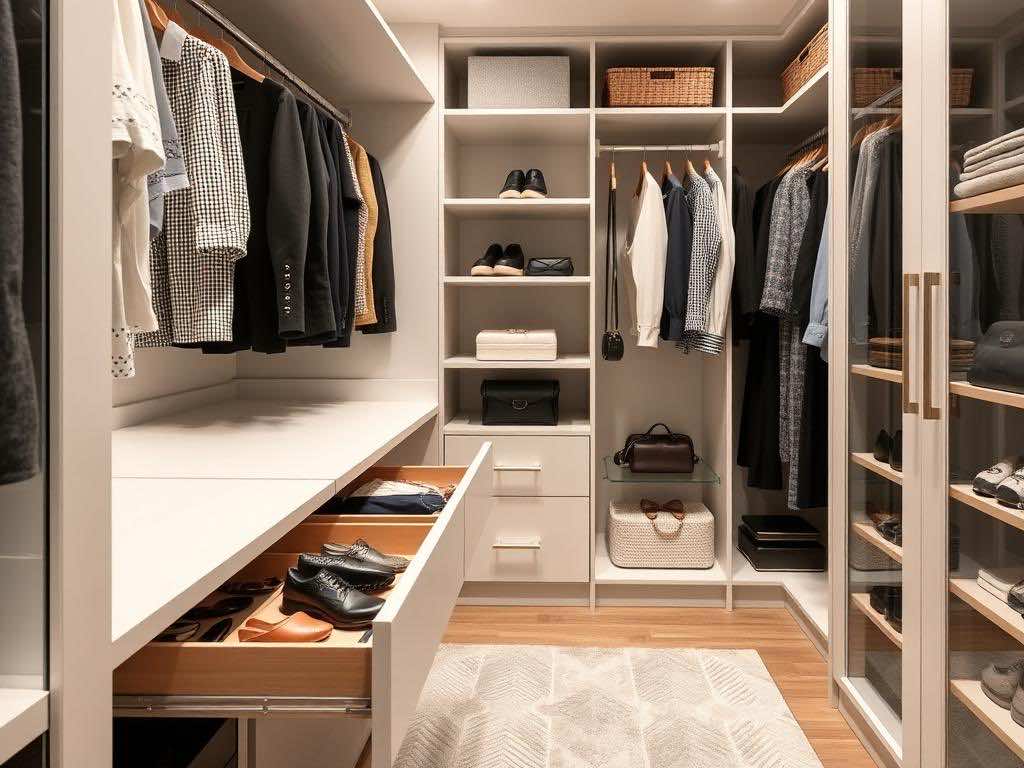 Гардеробная: выдвижные ящики для оптимального хранения мелочей и аксессуаров.. Гардеробные системы Москвы: тренды и индивидуальные решения