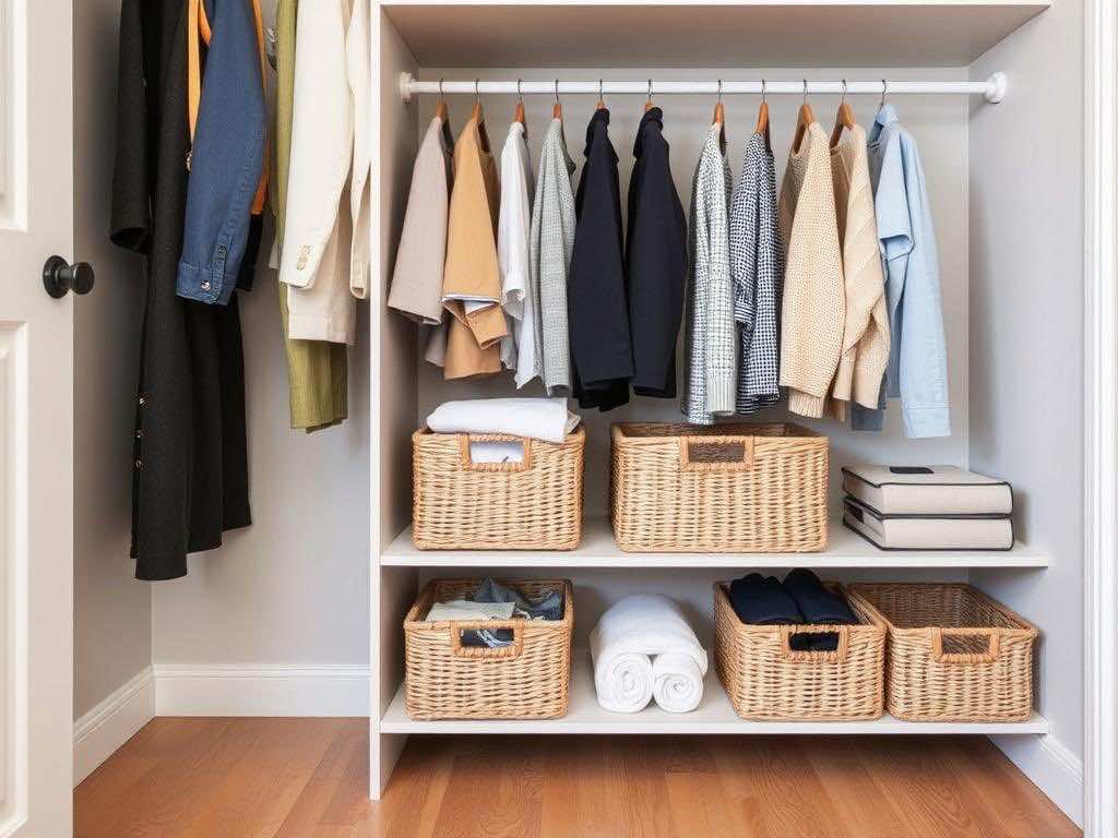 Функциональные корзины для идеального порядка в гардеробной. Маленькая гардеробная: искусство баланса