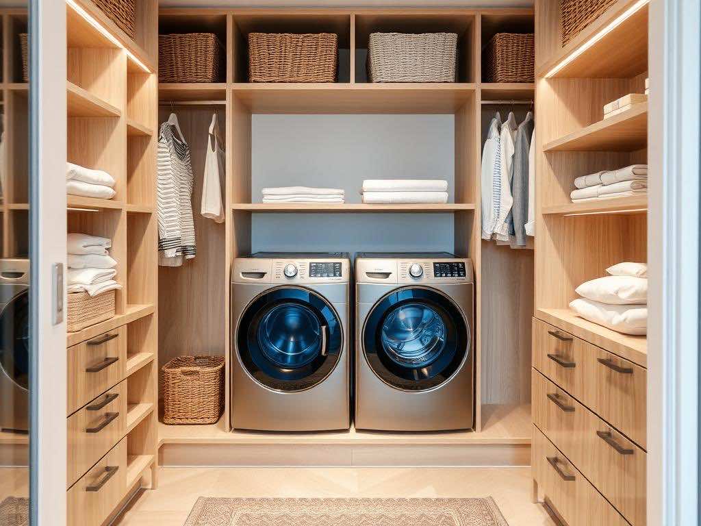 Гардеробная: стильные решения для скрытой стирки и сушки техники. Скрытая техника, ясный порядок