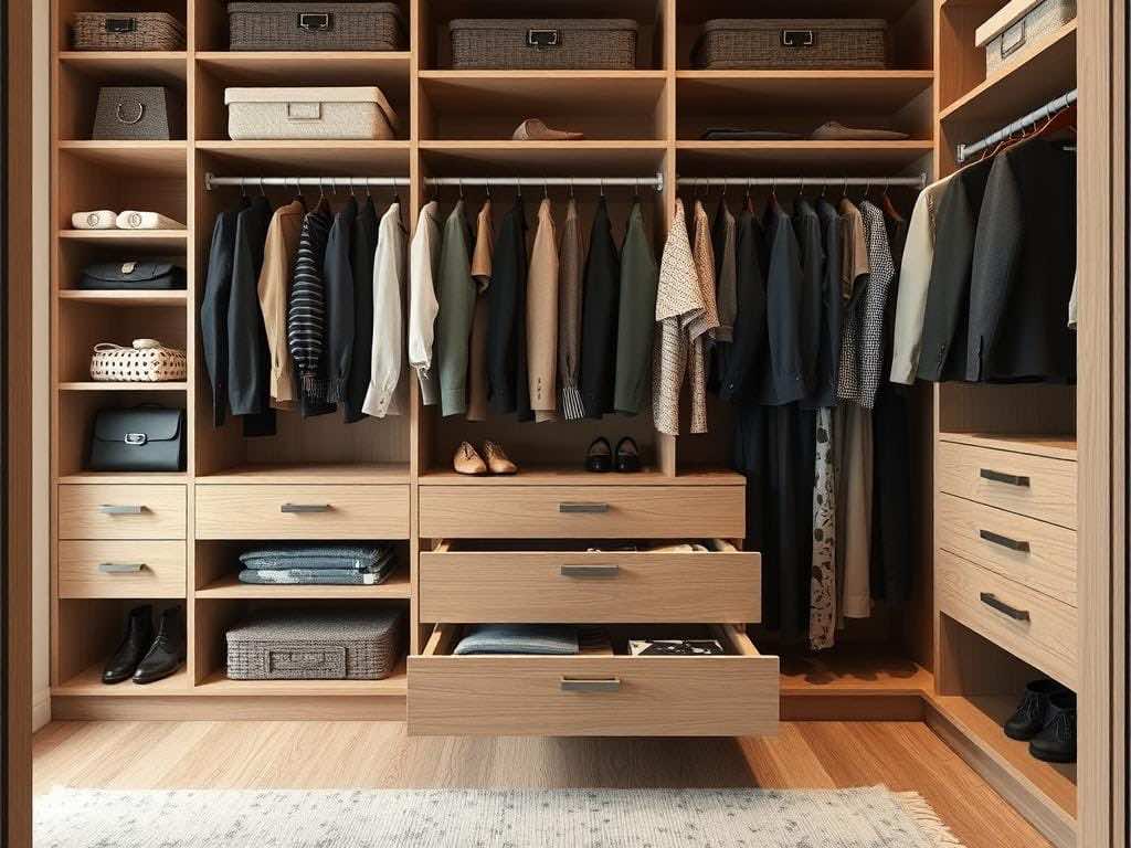 Удобное хранение: распределите вещи по выдвижным ящикам в гардеробной!. Реальные сценарии: от маленькой до огромной гардеробной