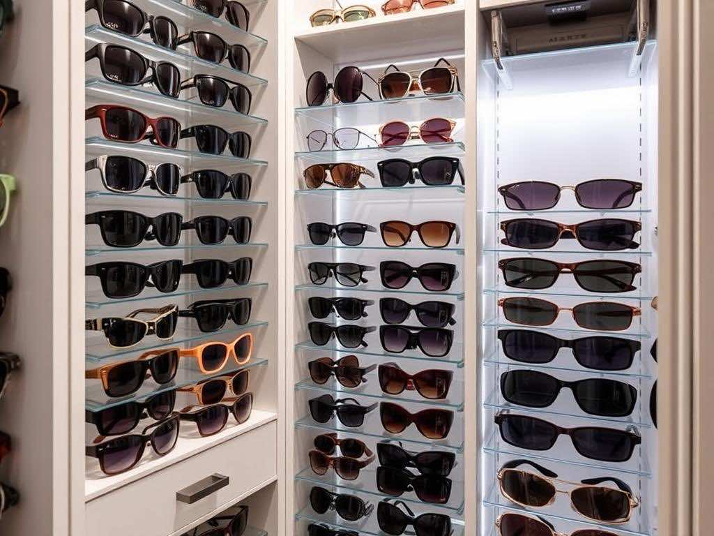 Гардеробная: стильное хранение коллекции солнечных очков. Рекомендации по эксплуатации гардеробной для коллекции очков