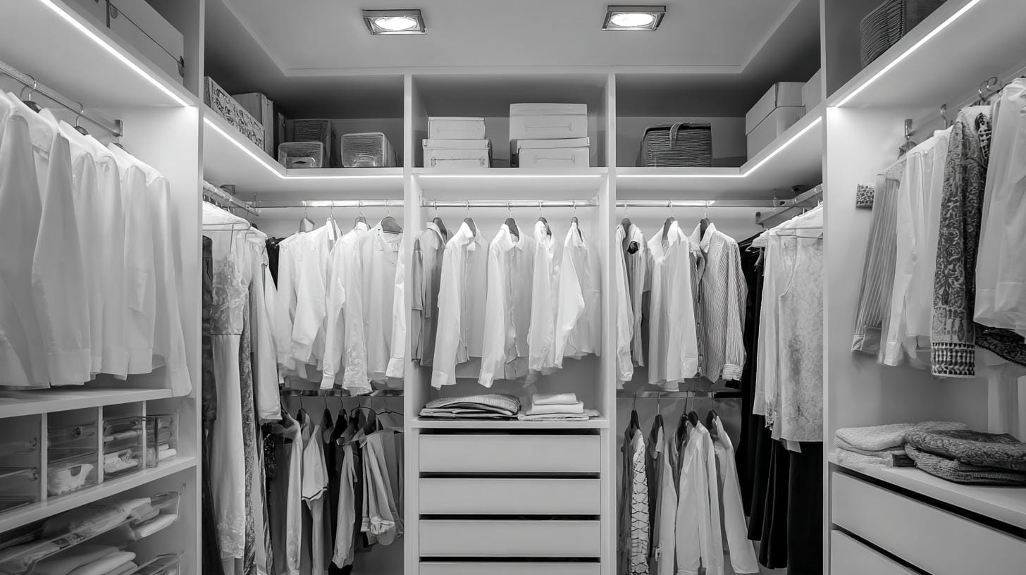 Планировка гардеробной на 2 кв.м: как использовать каждый сантиметр.Советы по планировке гардеробной площадью 2 кв.м: размещение полок, вешалок, ящиков.. Тонкости размещения: полки, вешалки и ящики