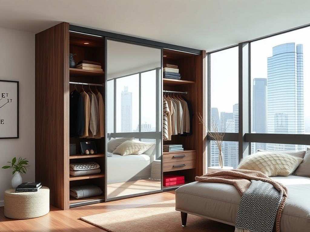 Гардеробная GarderobeMaster: Зарядитесь комфортом и позитивом в утреннем ритме!. Гардеробная купе: ритм большого города