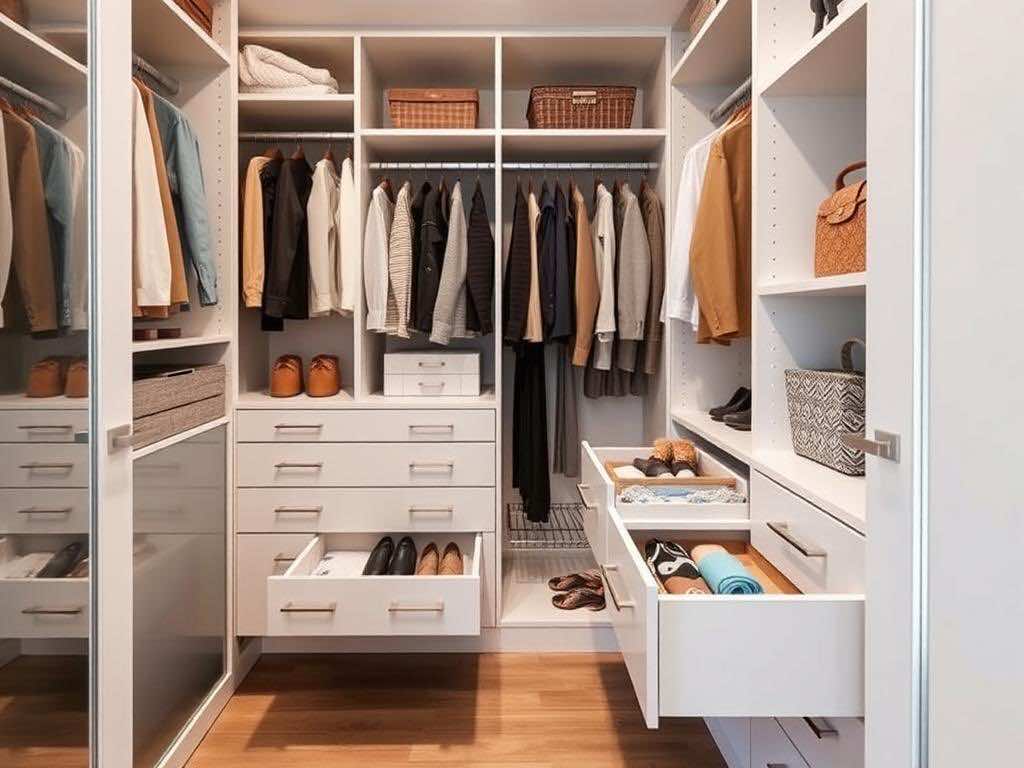 Гардеробная: выдвижные ящики для оптимального хранения мелочей и аксессуаров.. Виды выдвижных ящиков для гардеробных комнат