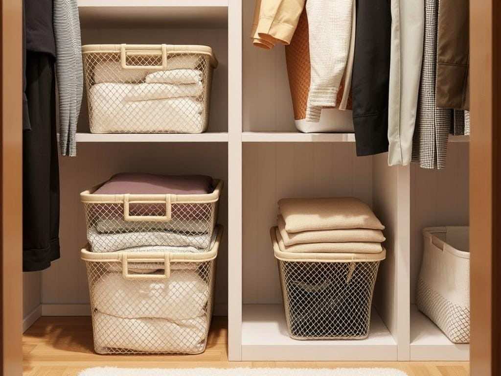 Гардеробная: 5 плюсов сетчатых корзин для идеального порядка в доме. 4. Чистота и уход — минимум усилий