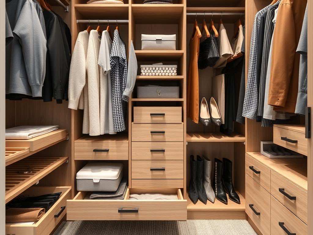 Гардеробная: порядок в выдвижных ящиках с помощью перегородок и органайзеров. Особенности выбора гардеробной на заказ Гардеробная: порядок в выдвижных ящиках с помощью перегородок и органайзеров. Особенности выбора гардеробной на заказ