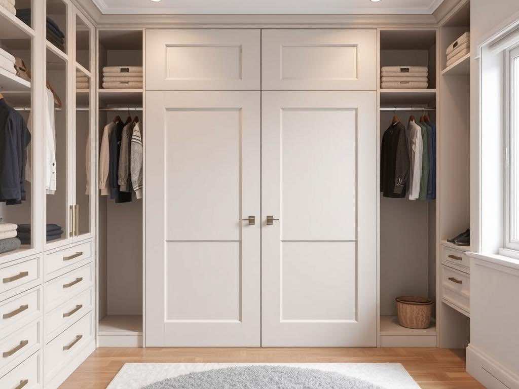 Гардеробная: разумный заказчик и компактное решение для полного списка.. Двери в гардеробную: стиль и практичность в деталях