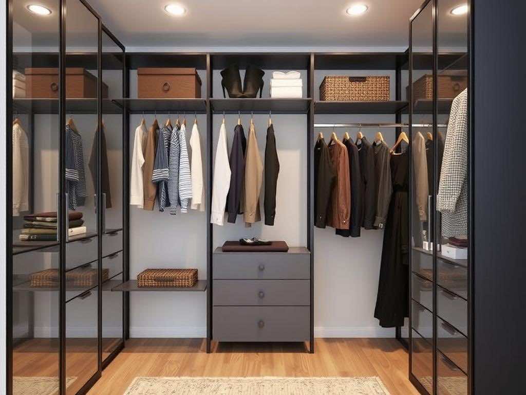 Гардеробная: 6 идей по оптимизации пространства в шкафу. 4. Металлическая гардеробная: минимализм, надёжность, лёгкость