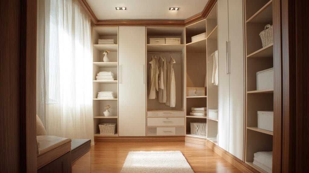 Вы всё ещё уверены, что угловая гардеробная ― это просто полки в шкафу? Разница становится очевидной, когда благодаря правильным материалам каждый уголок пространства работает на вас