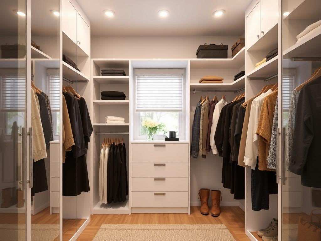 Гардеробная GarderobeMaster: Зарядитесь комфортом и позитивом в утреннем ритме!. Пример: планировка гардеробной комнаты