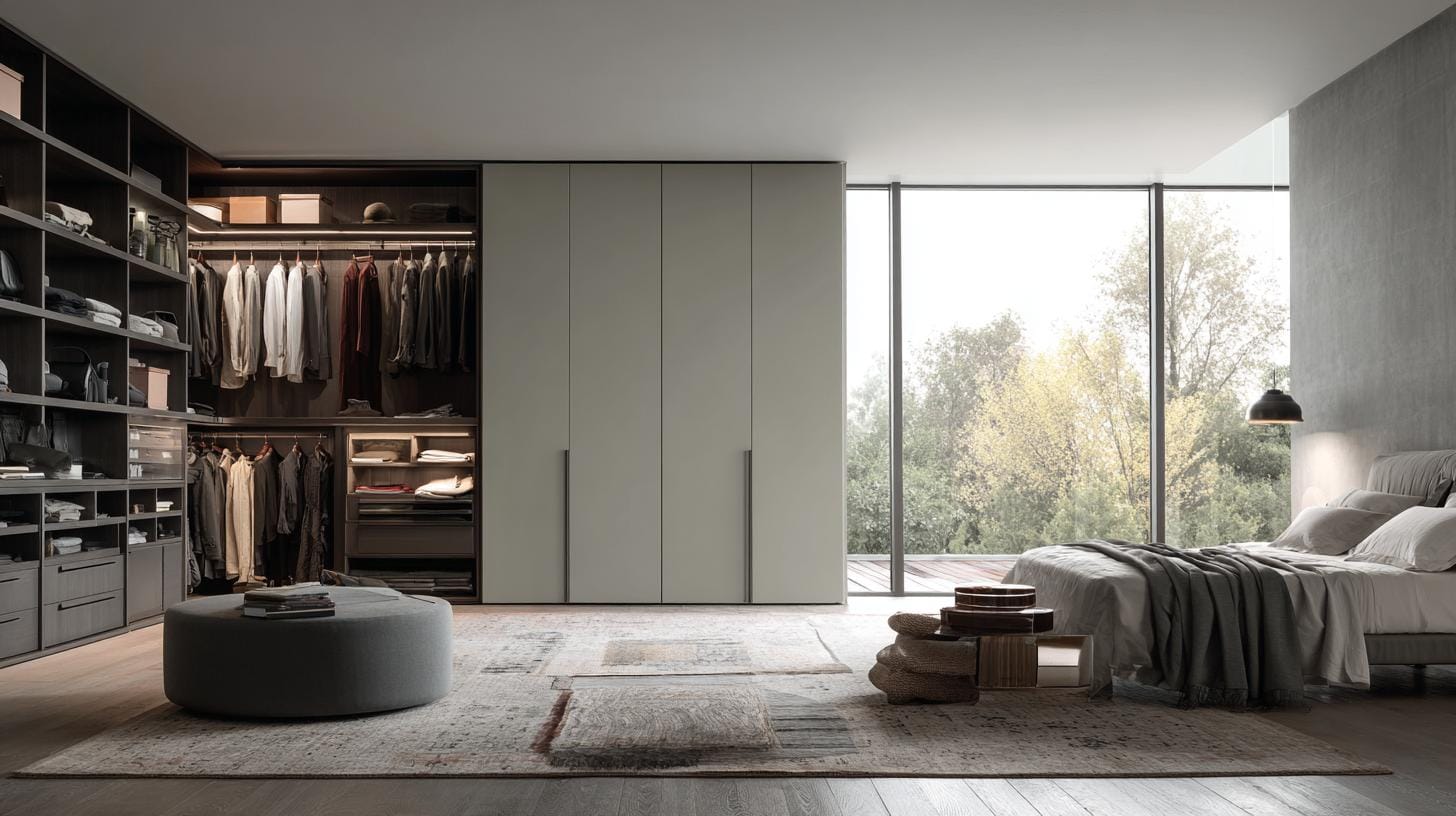 Lightness in modern wardrobe systems, with examples from Poliform, Rimadesio, Mixal, RaumPlusфото