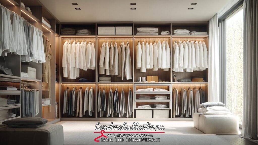 Гардеробная система напротив кровати